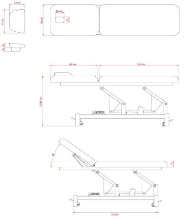 Massageliege "Ferro" mit 1 Motor – elektrisch höhenverstellbar